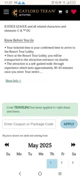 TRAVELING coupon verification screenshot