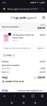 Lvw20 coupon verification screenshot