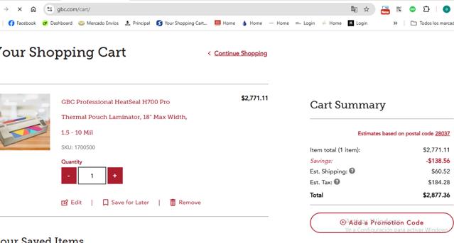 GBC checkout page showing GBC promo code box | Screenshot taken by SimplyCodes community member on May 23, 2025