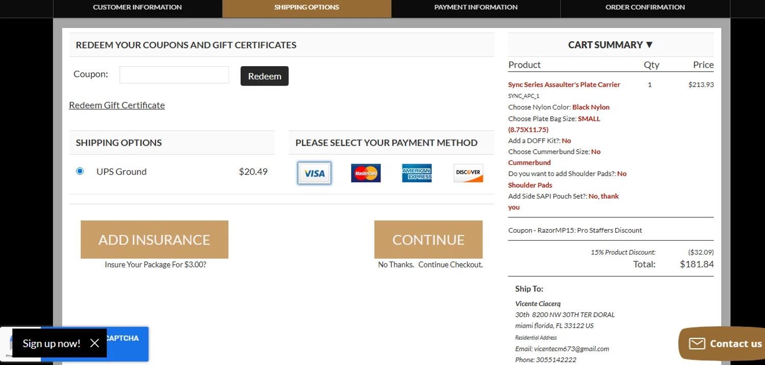 G-Code Holsters promo code screenshot showing code RAZORMP15 applied at G-Code Holsters checkout page. Uploaded by SimplyCodes community member shark12 on Sep 6, 2025