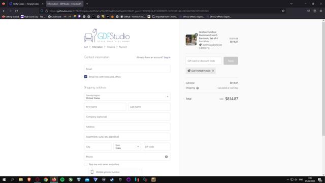 Gdf Studio checkout page showing Gdf Studio promo code box | Screenshot taken by SimplyCodes community member on Feb 5, 2023