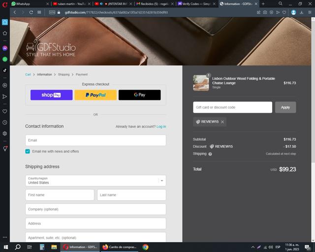 Gdf Studio checkout page showing Gdf Studio promo code box | Screenshot taken by SimplyCodes community member on Jun 1, 2023