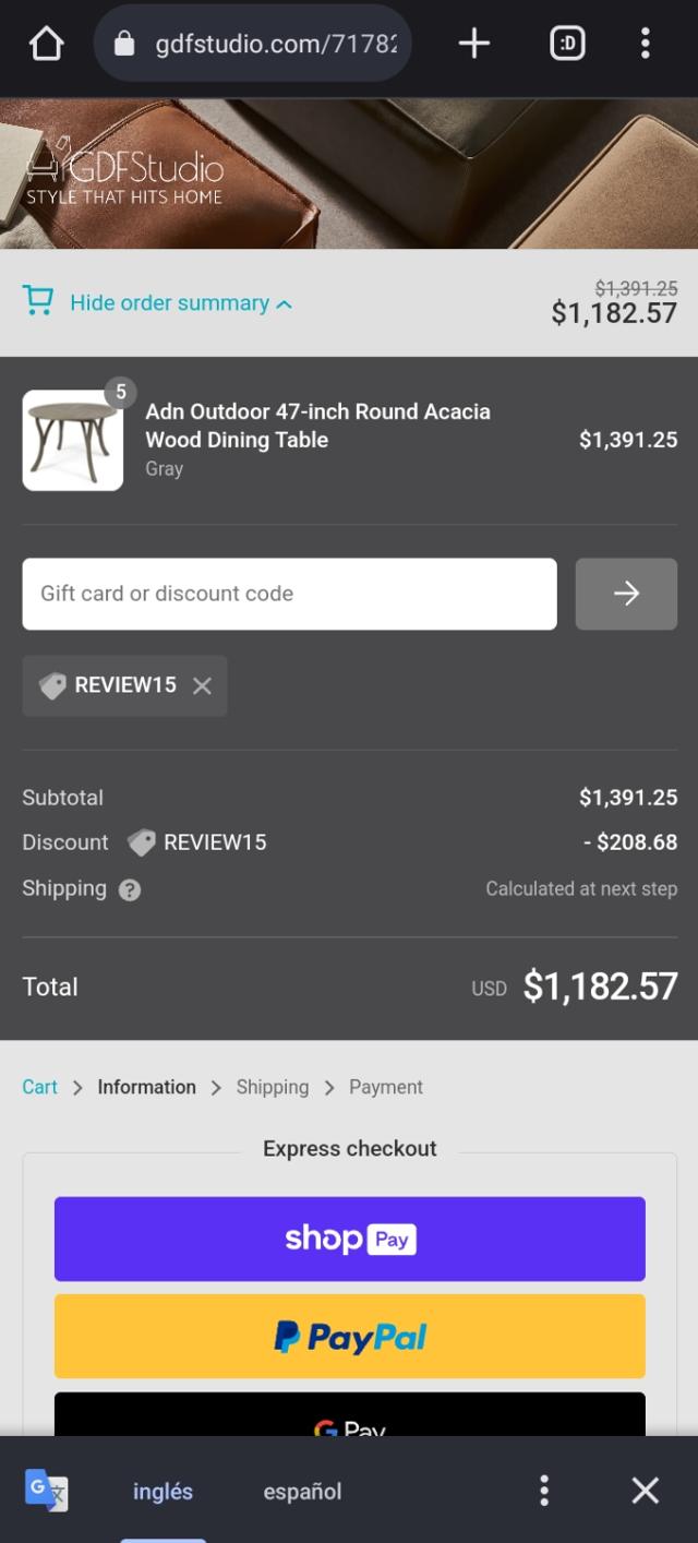 Gdf Studio checkout page showing Gdf Studio promo code box | Screenshot taken by SimplyCodes community member on Aug 27, 2023