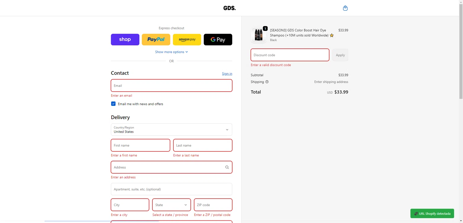 GDS Hair promo code screenshot showing code WELCOMEGDS30 applied at GDS Hair checkout page. Uploaded by SimplyCodes community member SwiftCurator4059 on Feb 13, 2026