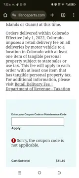 GE Appliance Parts coupon verification screenshot