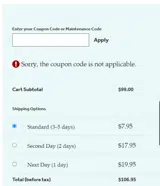 GE Appliance Parts coupon verification screenshot