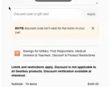 Gearbox Pickleball coupon verification screenshot