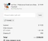 thanks coupon verification screenshot