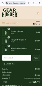 MIKE25 coupon verification screenshot