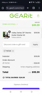 Pat20 coupon verification screenshot
