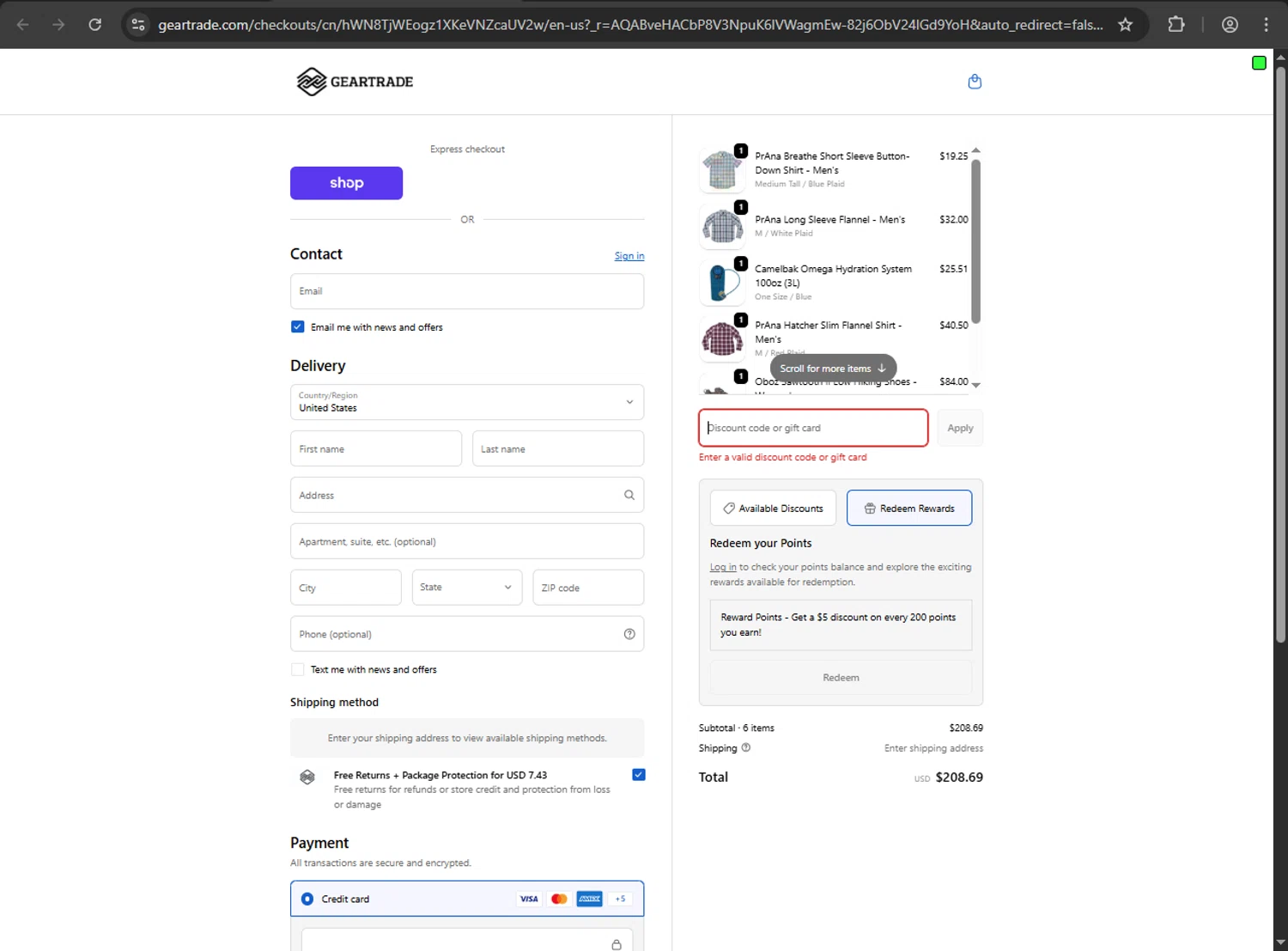 Geartrade promo code screenshot showing code unnew20 applied at Geartrade checkout page. Uploaded by SimplyCodes community member RINITOSHI on Feb 6, 2026