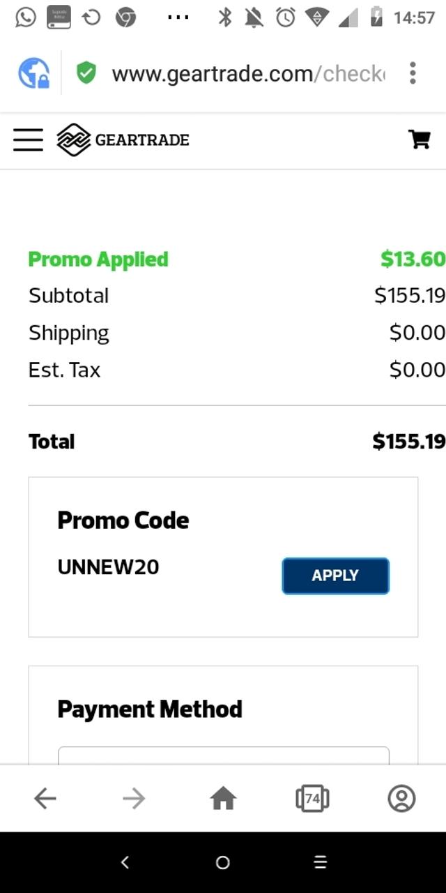 Geartrade checkout page showing Geartrade promo code box | Screenshot taken by SimplyCodes community member on Dec 4, 2022