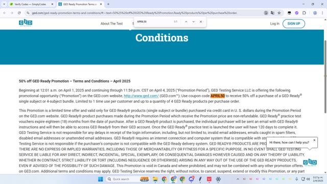 GED checkout page showing GED coupon code box | Screenshot taken by SimplyCodes community member on Sep 2, 2025