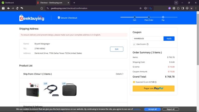 GeekBuying checkout page showing GeekBuying promo code box | Screenshot taken by SimplyCodes community member on Sep 2, 2025