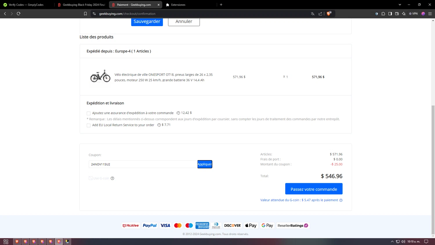 where to use GeekBuying promo code box
