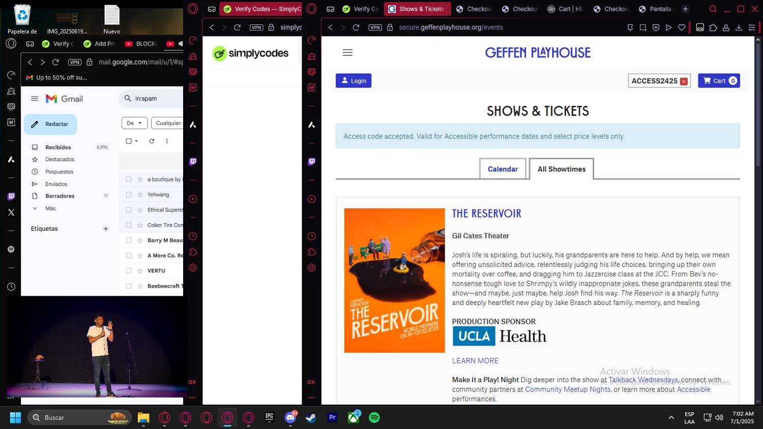 Geffen Playhouse checkout page showing Geffen Playhouse promo code box | Screenshot taken by SimplyCodes community member on Jul 1, 2025