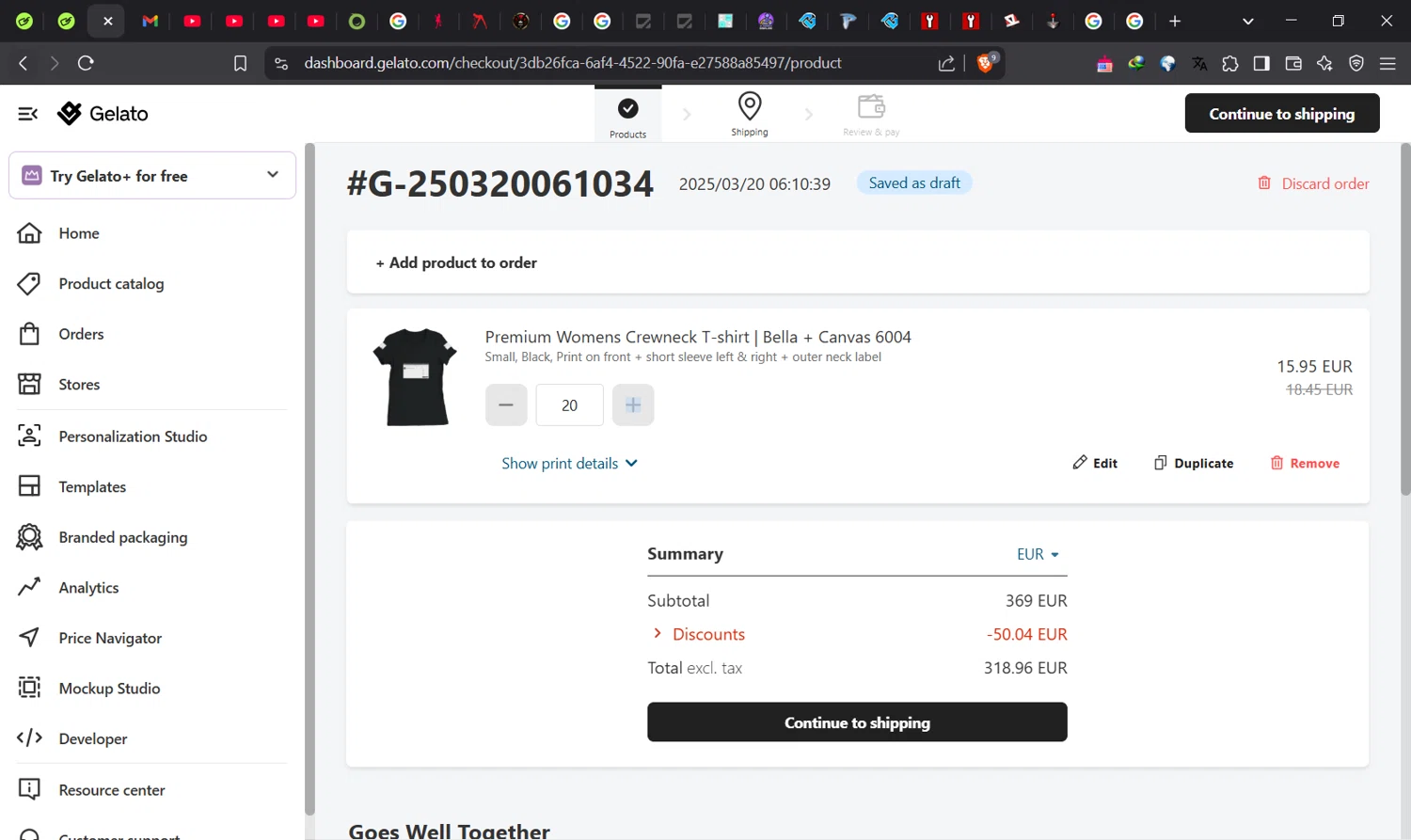 Gelato discount code screenshot showing code KERRY applied at Gelato checkout page. Uploaded by SimplyCodes community member Norman_KSD on Mar 20, 2025