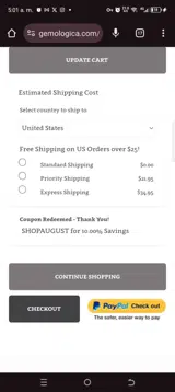 Shopaugust coupon verification screenshot
