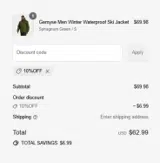 10%OFF coupon verification screenshot