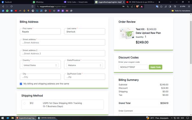 GeneFood checkout page showing GeneFood discount code box | Screenshot taken by SimplyCodes community member on Jan 7, 2024