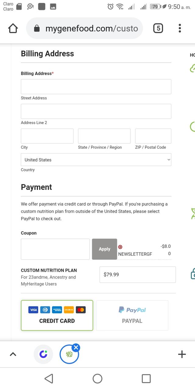 GeneFood checkout page showing GeneFood discount code box | Screenshot taken by SimplyCodes community member on Oct 29, 2021