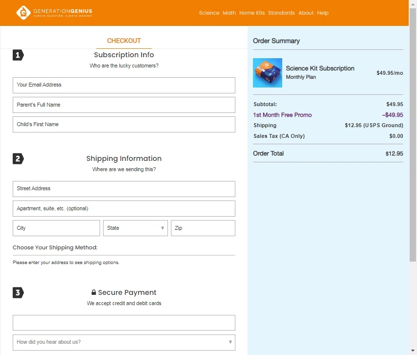 Generation Genius checkout page showing Generation Genius promo code box | Screenshot taken by SimplyCodes community member on Apr 26, 2023