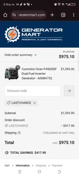 LASTCHANCE coupon verification screenshot