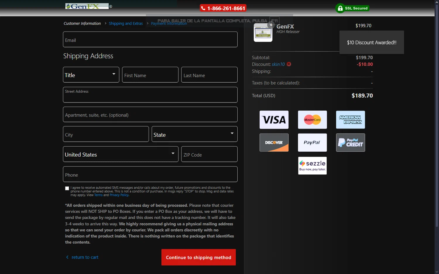 GenFX promo code screenshot showing code SKIN10 applied at GenFX checkout page. Uploaded by SimplyCodes community member GiornoGiovanna on Feb 15, 2025