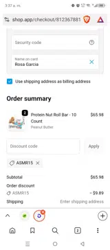 ASMR15 coupon verification screenshot