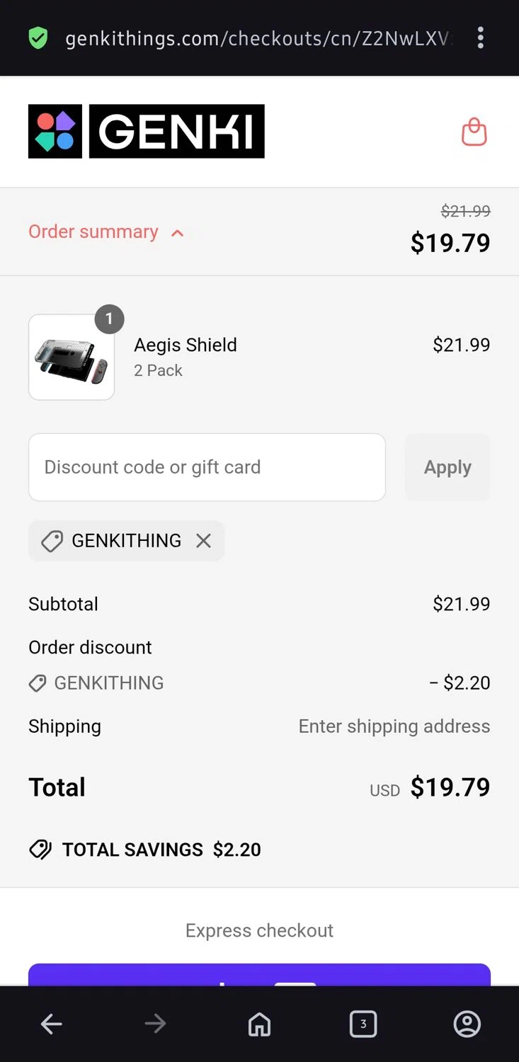 GENKI promo code screenshot showing code GENKITHING applied at GENKI checkout page. Uploaded by SimplyCodes community member Charly2607 on Jun 19, 2025