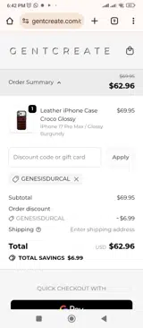 GENESISDURCAL coupon verification screenshot