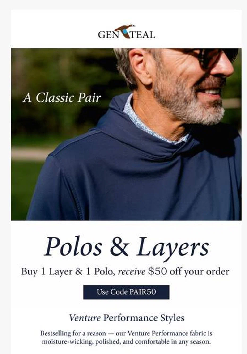 GenTeal Apparel discount code screenshot showing code pair50 applied at GenTeal Apparel checkout page. Uploaded by SimplyCodes community member stygian1 on Nov 14, 2025