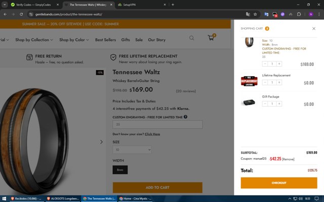 gentlebands checkout page showing gentlebands coupon code box | Screenshot taken by SimplyCodes community member on Aug 22, 2025