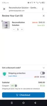 vini coupon verification screenshot