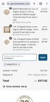 Annette10 coupon verification screenshot
