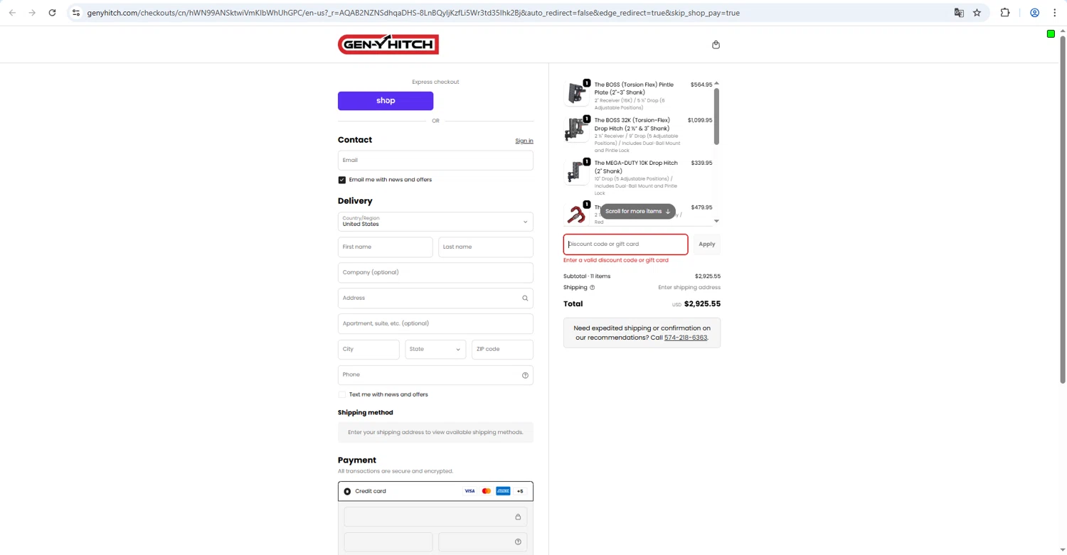 Gen-Y Hitch promo code screenshot showing code WILDRVLIFE applied at Gen-Y Hitch checkout page. Uploaded by SimplyCodes community member megagei on Feb 24, 2026