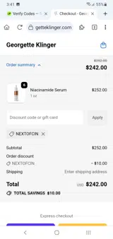 NEXTOFCIN coupon verification screenshot