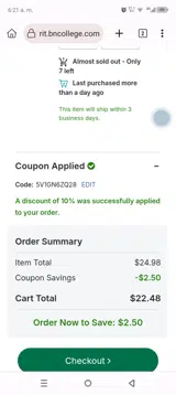 Georgia Gwinnett Grizzlies coupon verification screenshot