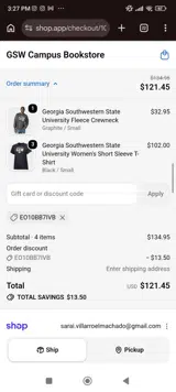 Georgia Southwest State coupon verification screenshot