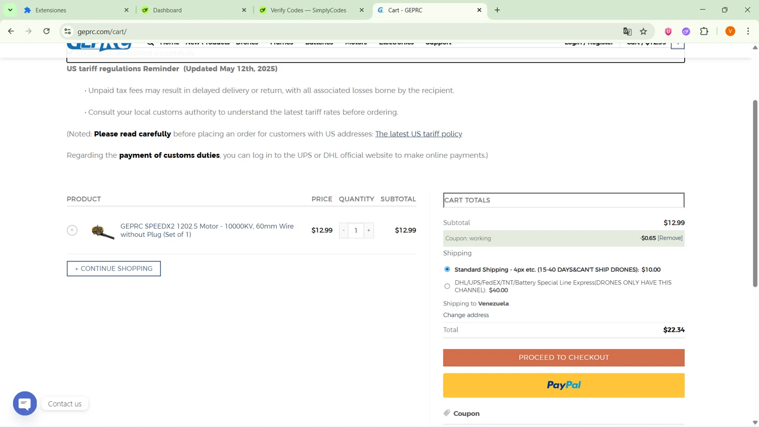GEPRC checkout page showing GEPRC discount code box | Screenshot taken by SimplyCodes community member on Feb 14, 2026