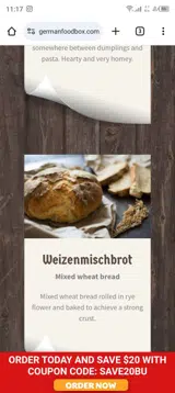 German Food Box coupon verification screenshot