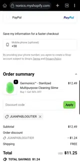 JUANPABLOGUTIER coupon verification screenshot