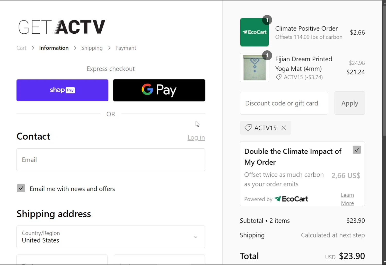 where to use GetACTV promo code box