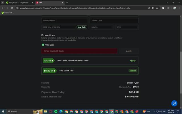 AKKO checkout page showing AKKO coupon code box | Screenshot taken by SimplyCodes community member on Sep 6, 2024