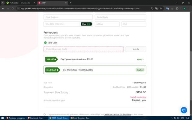 AKKO checkout page showing AKKO coupon code box | Screenshot taken by SimplyCodes community member on Sep 6, 2024
