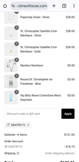 GENTRY15 coupon verification screenshot