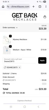 Deane23873 coupon verification screenshot