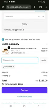 BBFORU coupon verification screenshot