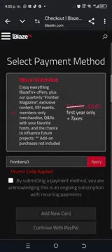 Frontier40 coupon verification screenshot