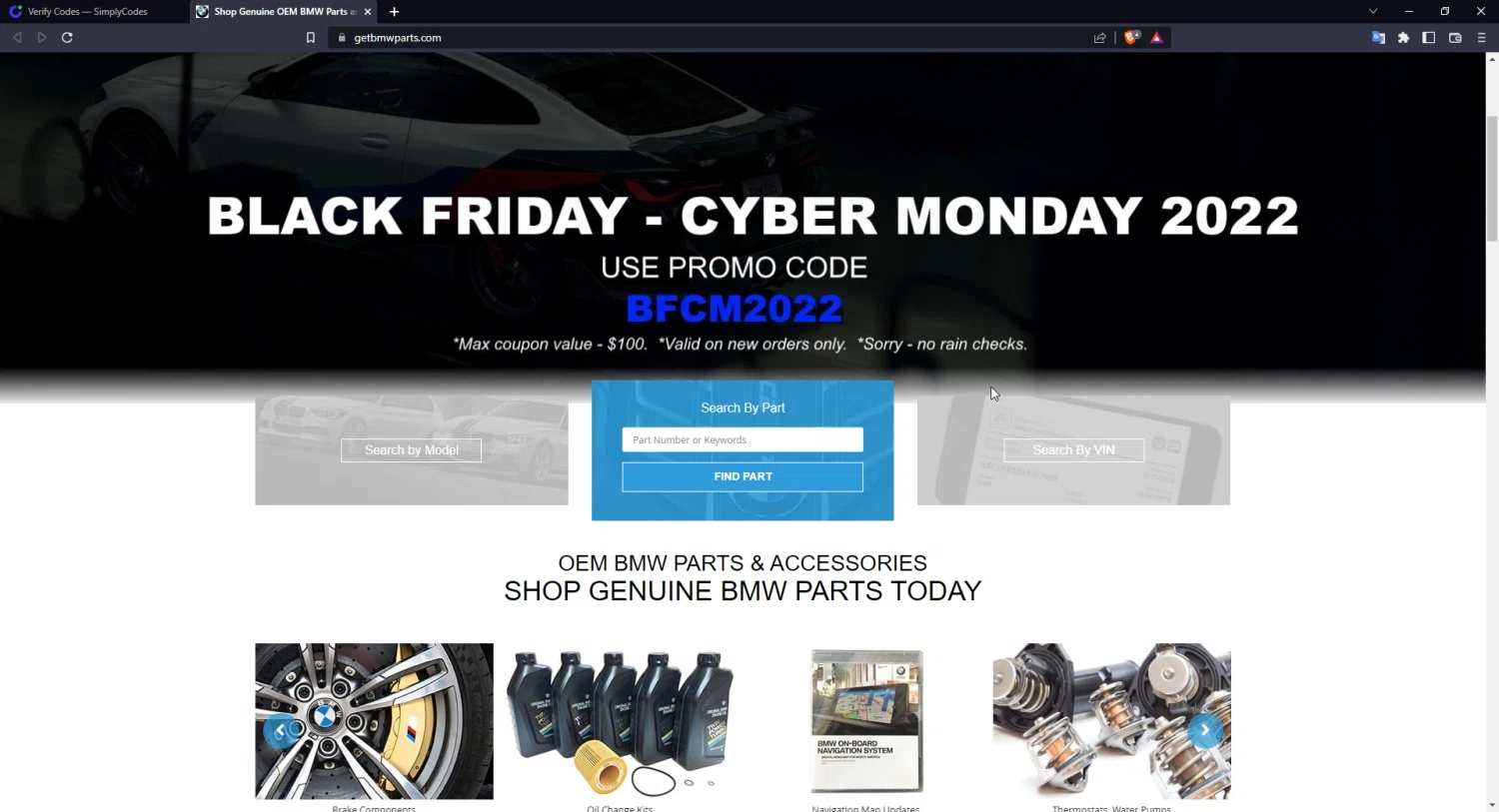 where to use Getbmwparts promo code box
